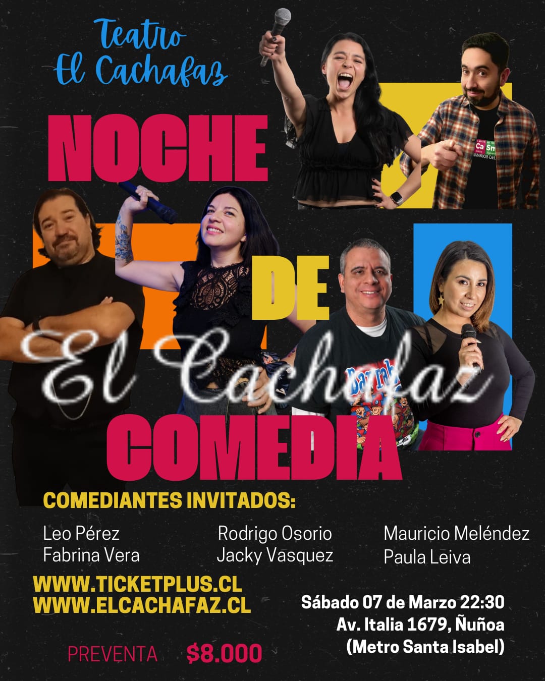 Afiche Noche de Comedia en Teatro El Cachafaz